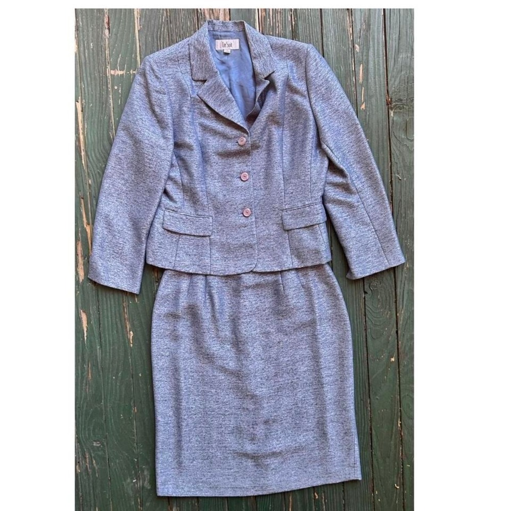 Le petit Grey blue pencil skirt suit size 14